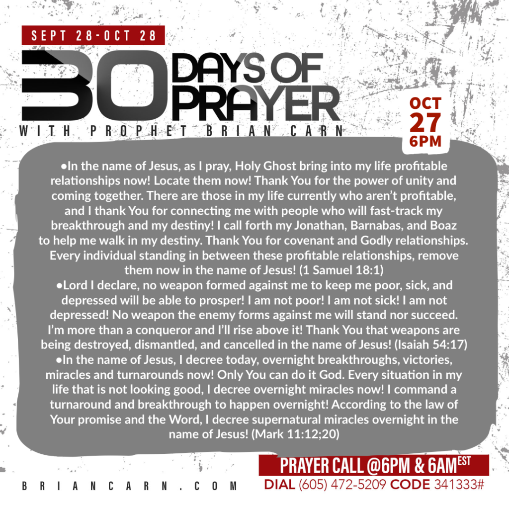 October 27 @6pm | 30 Days of Prayer