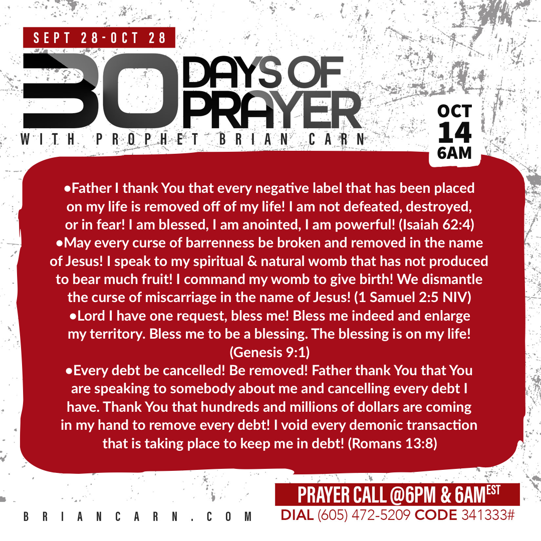 October 14 @6am | 30 Days of Prayer