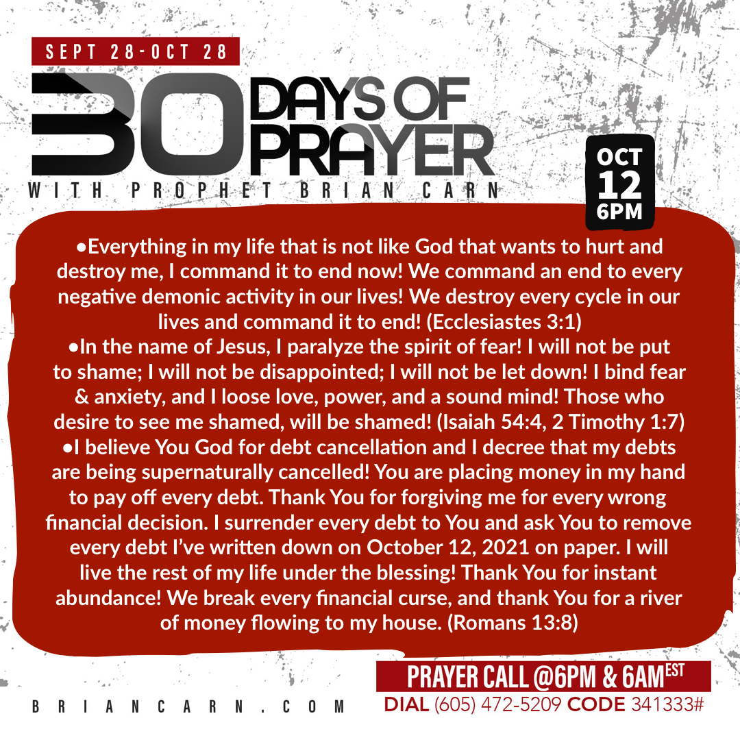 October 12 @6pm | 30 Days of Prayer