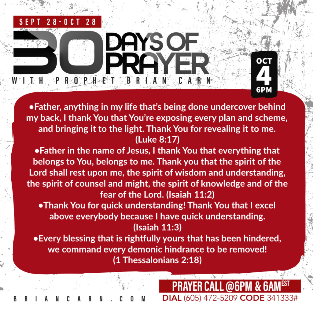 October 4 @6pm | 30 Days of Prayer