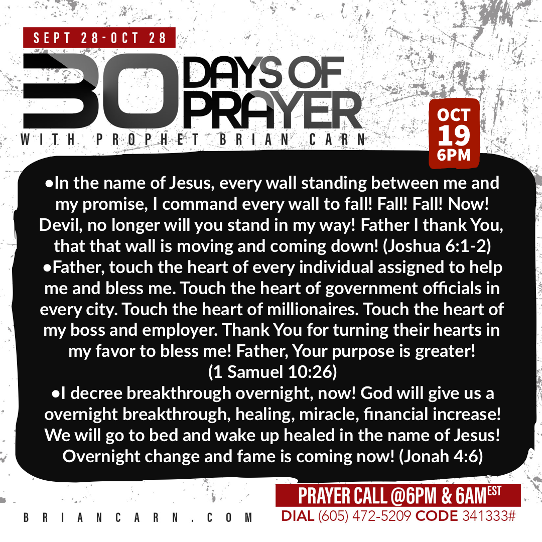 October 19 @6pm | 30 Days of Prayer