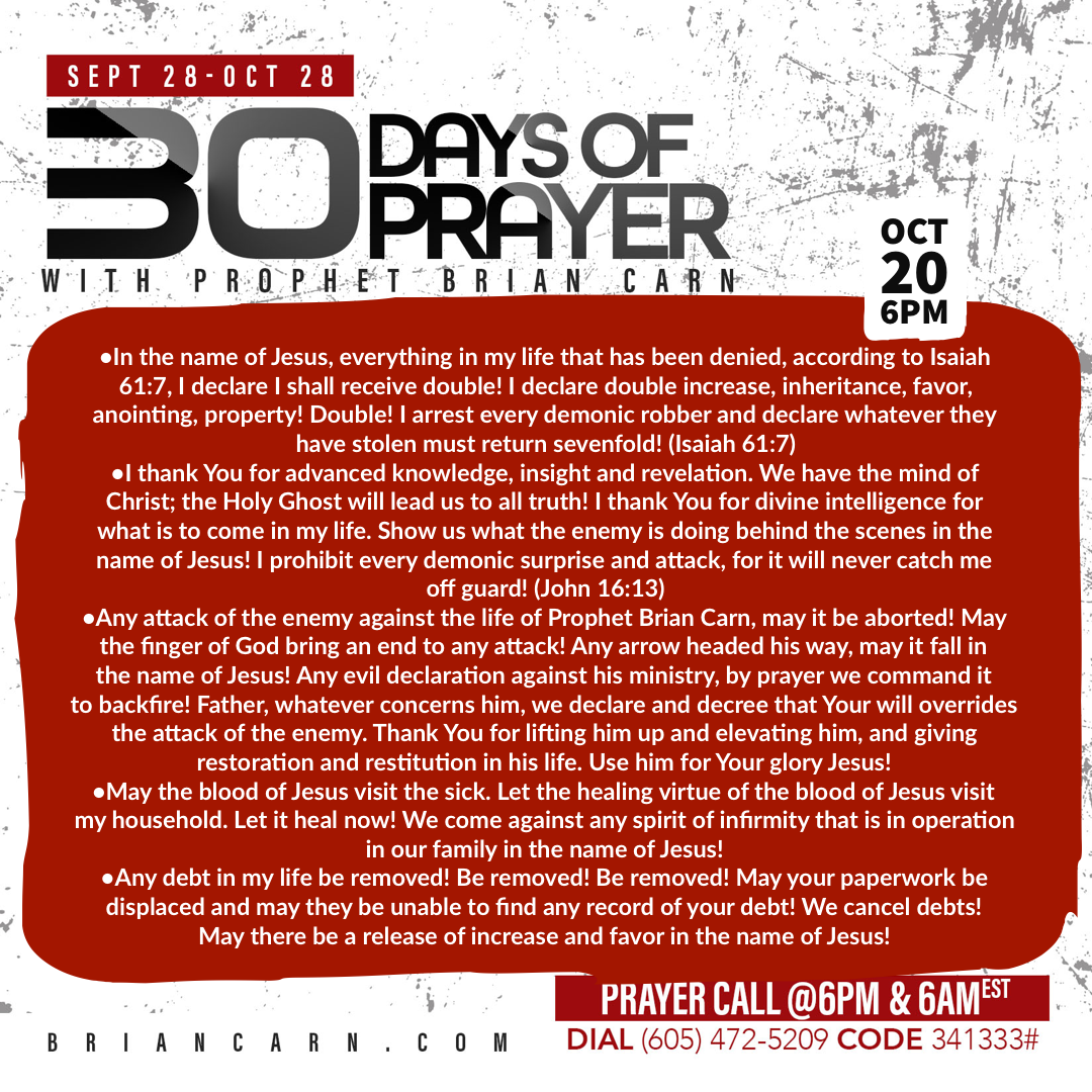 October 20 @6pm | 30 Days of Prayer