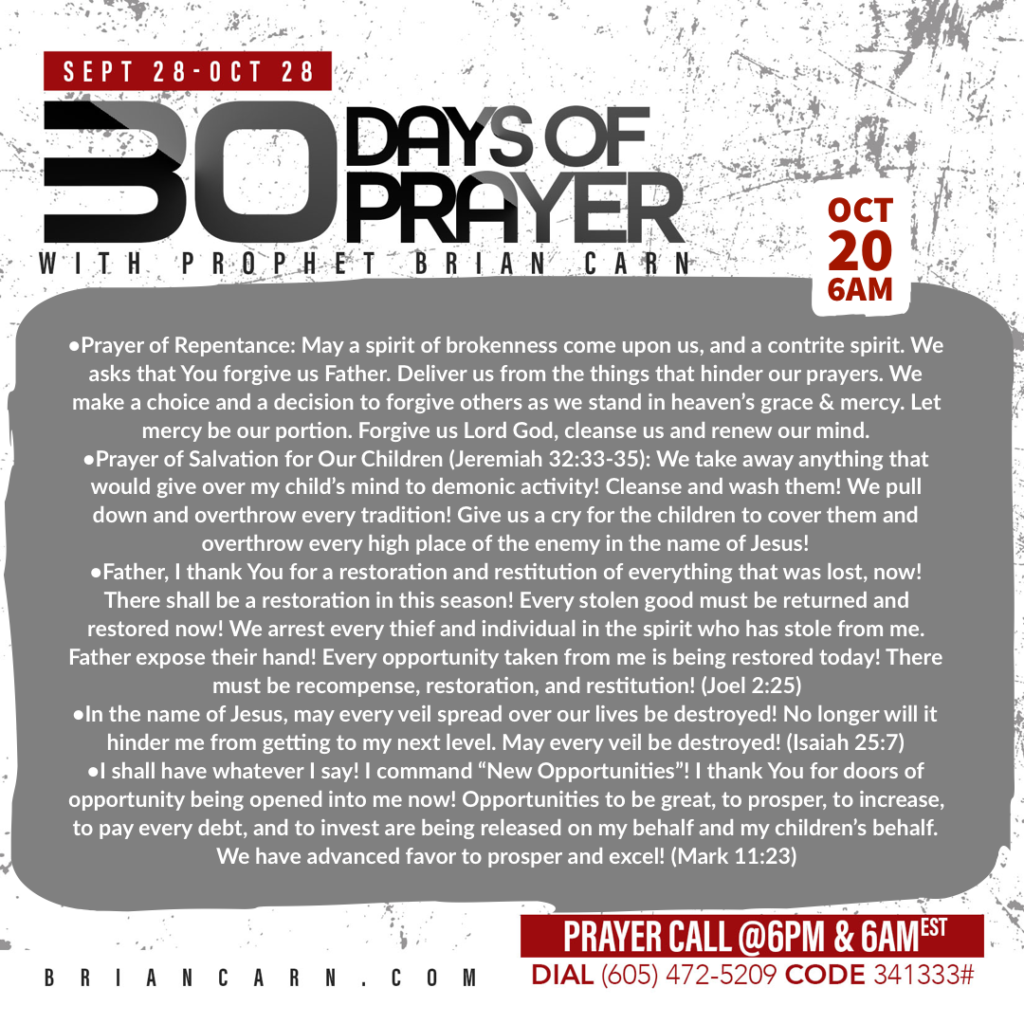 October 20 @6am | 30 Days of Prayer
