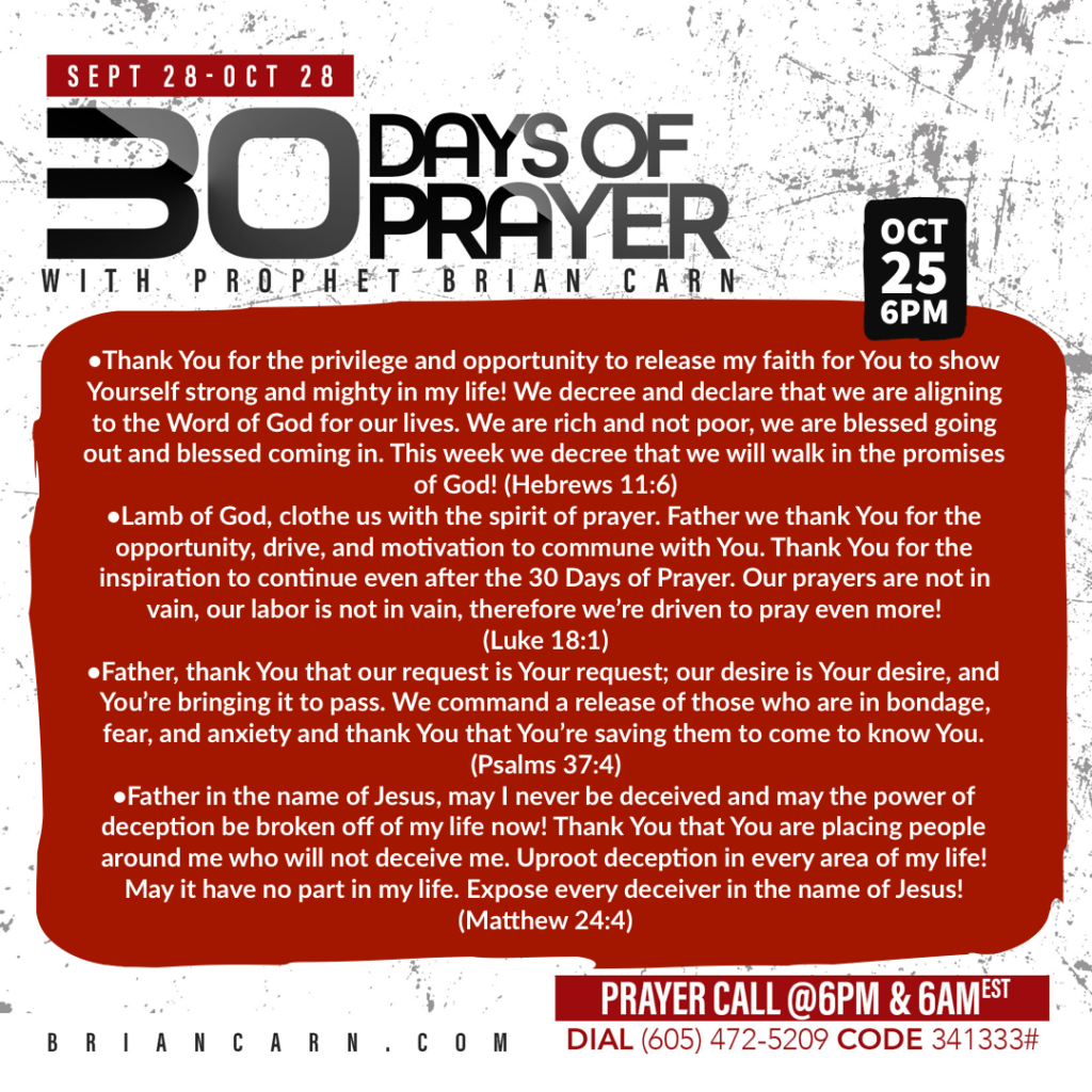 October 25 @6pm | 30 Days of Prayer