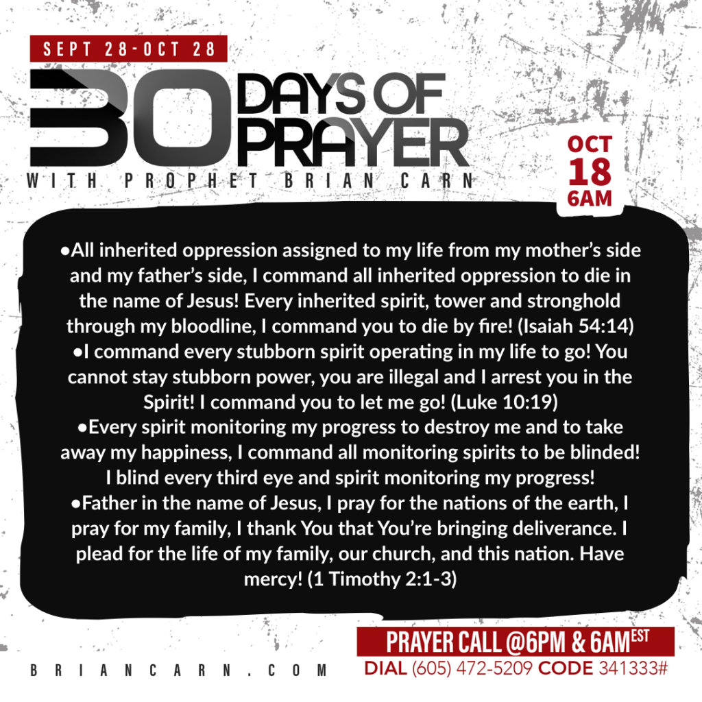 October 18 @6am | 30 Days of Prayer