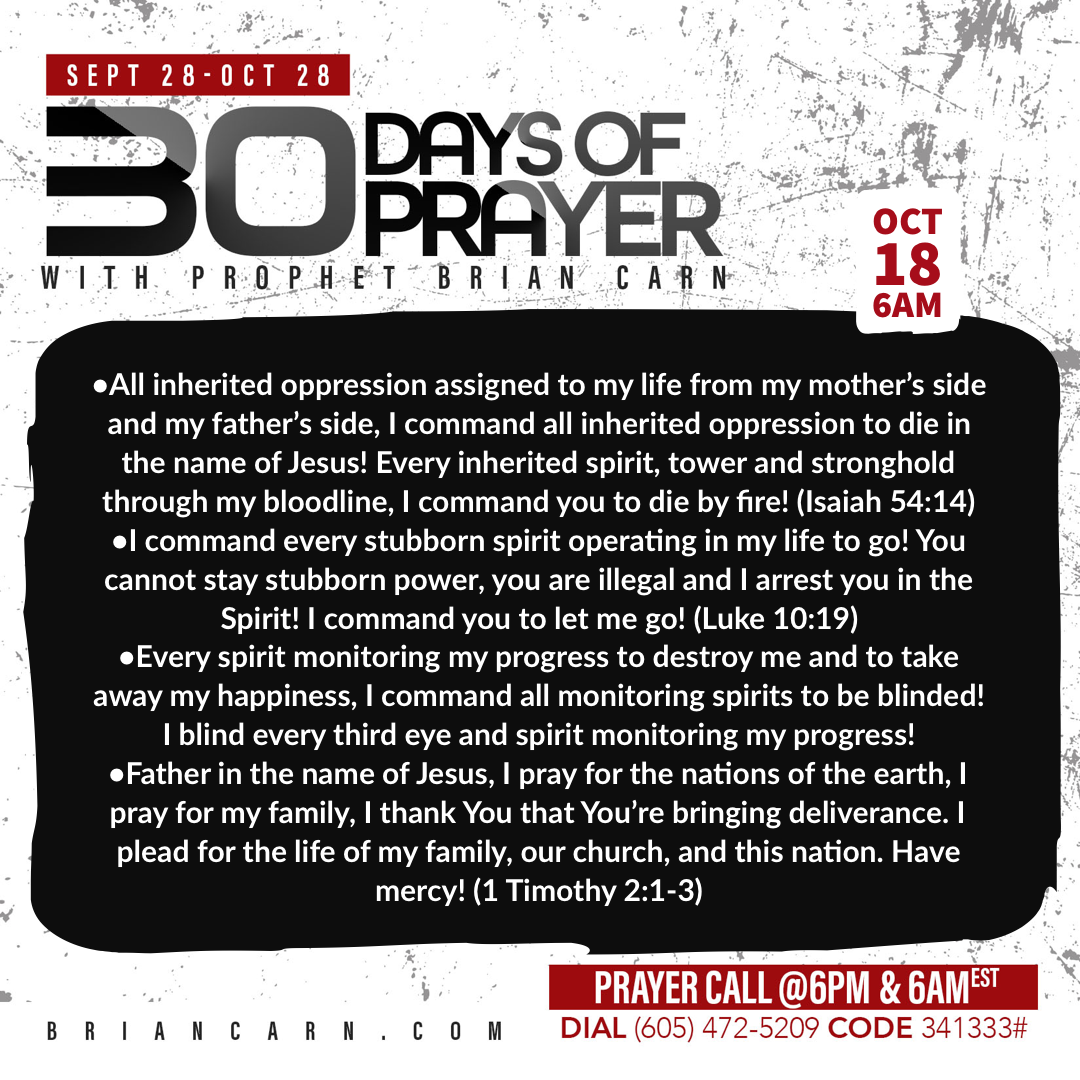 October 18 @6am | 30 Days of Prayer