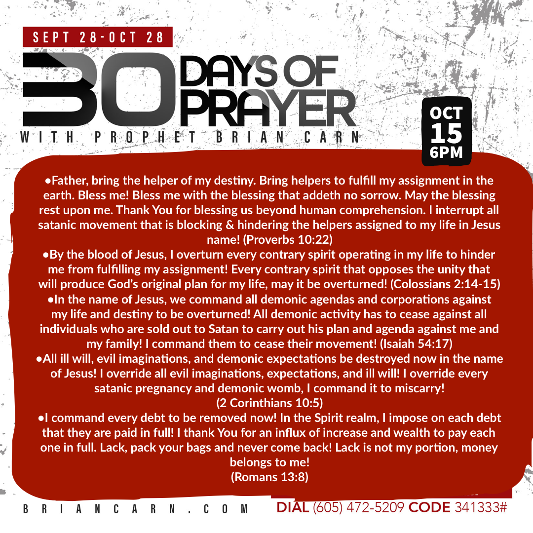 October 15 @6pm | 30 Days of Prayer