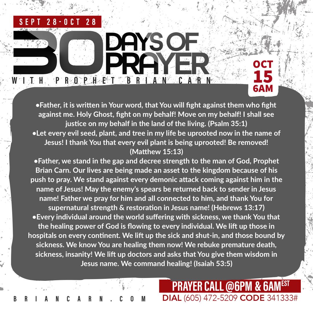 October 15 @6am | 30 Days of Prayer