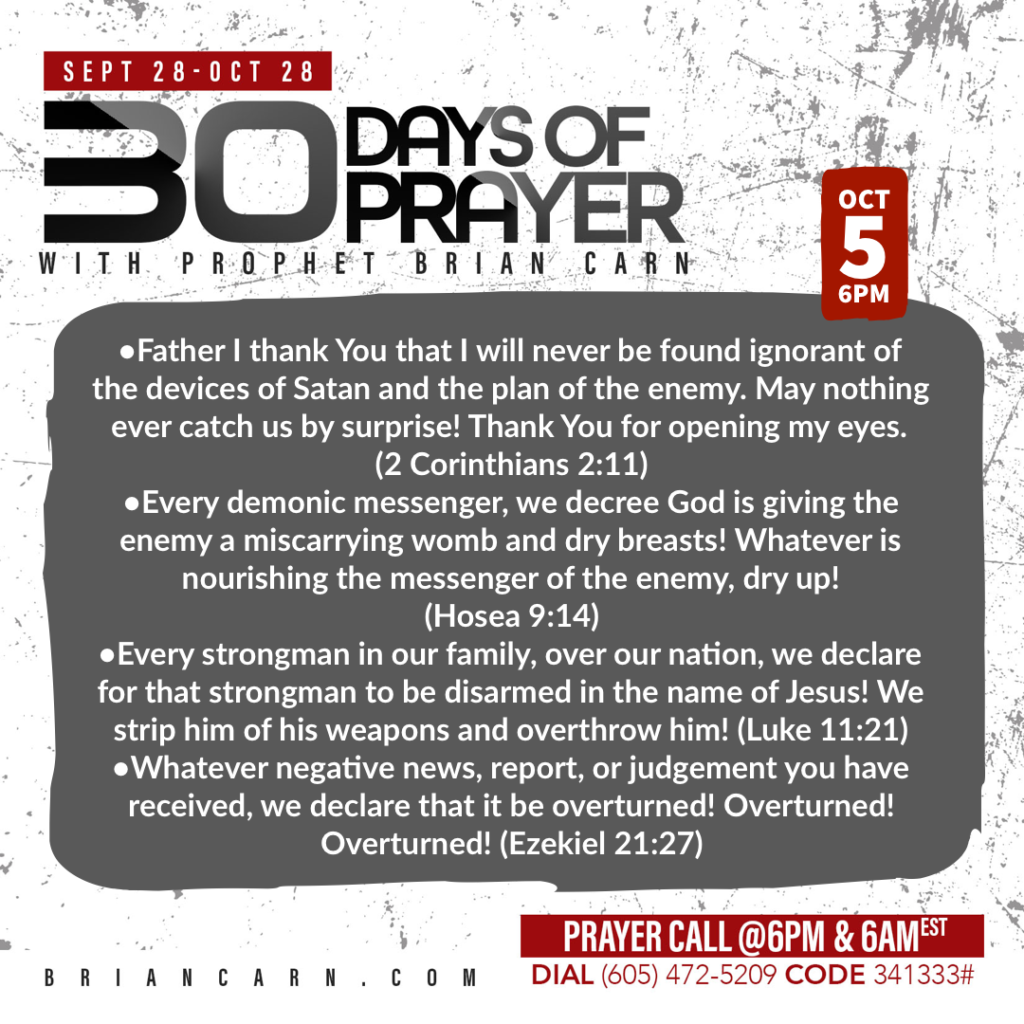 October 5 @6pm | 30 Days of Prayer