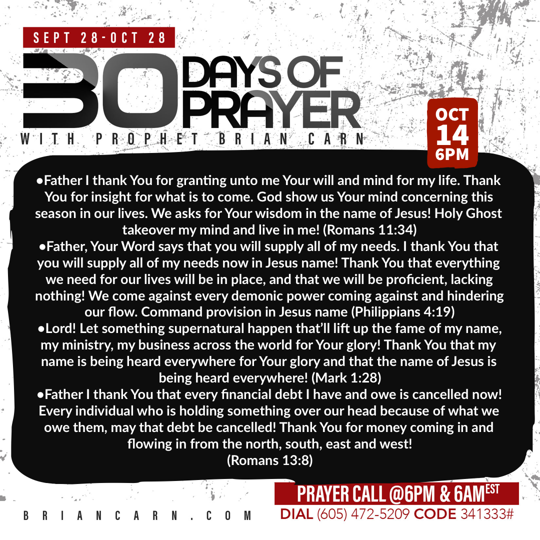 October 14 @6pm | 30 Days of Prayer