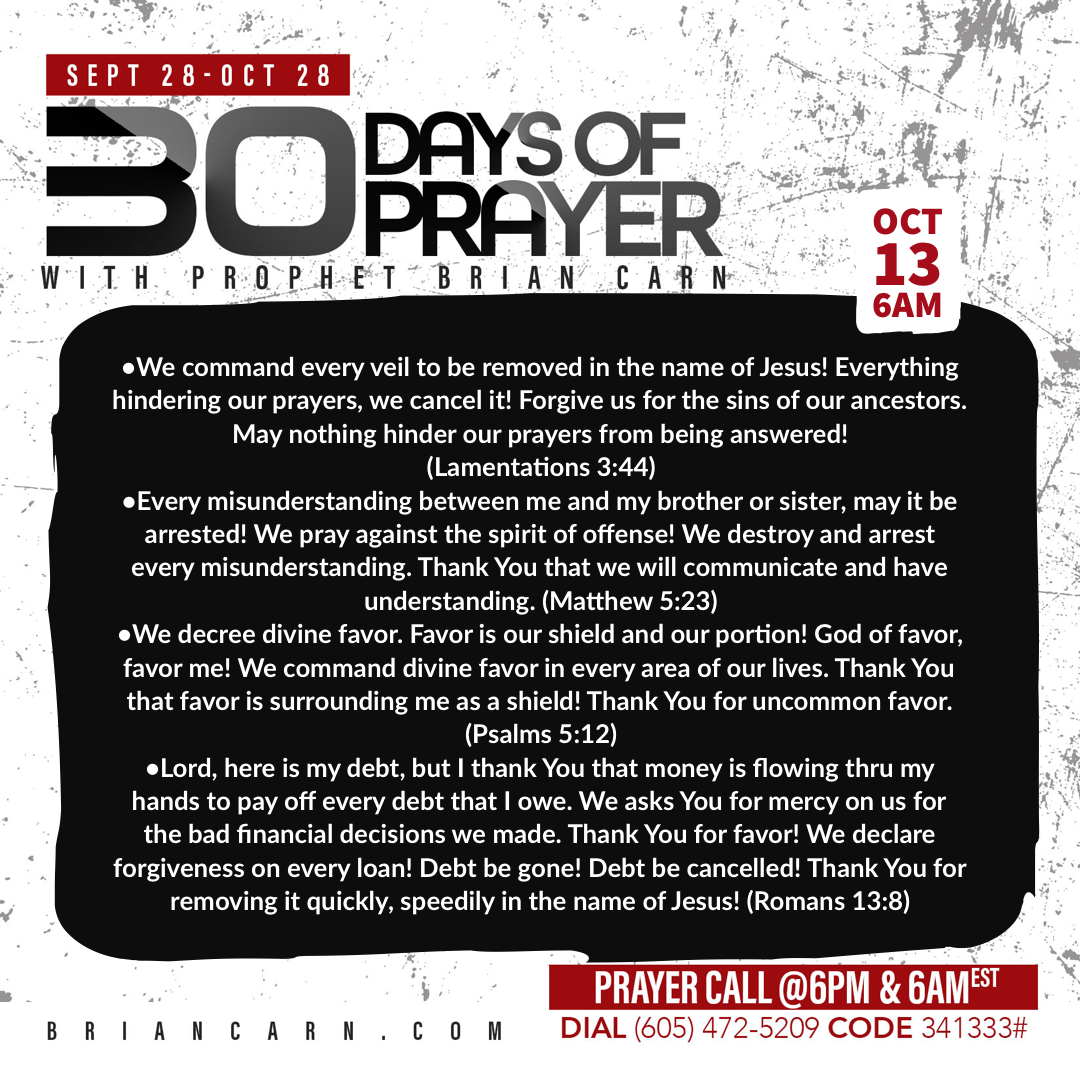 October 13 @6am | 30 Days of Prayer
