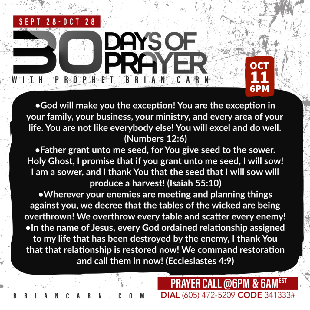 October 11 @6pm | 30 Days of Prayer