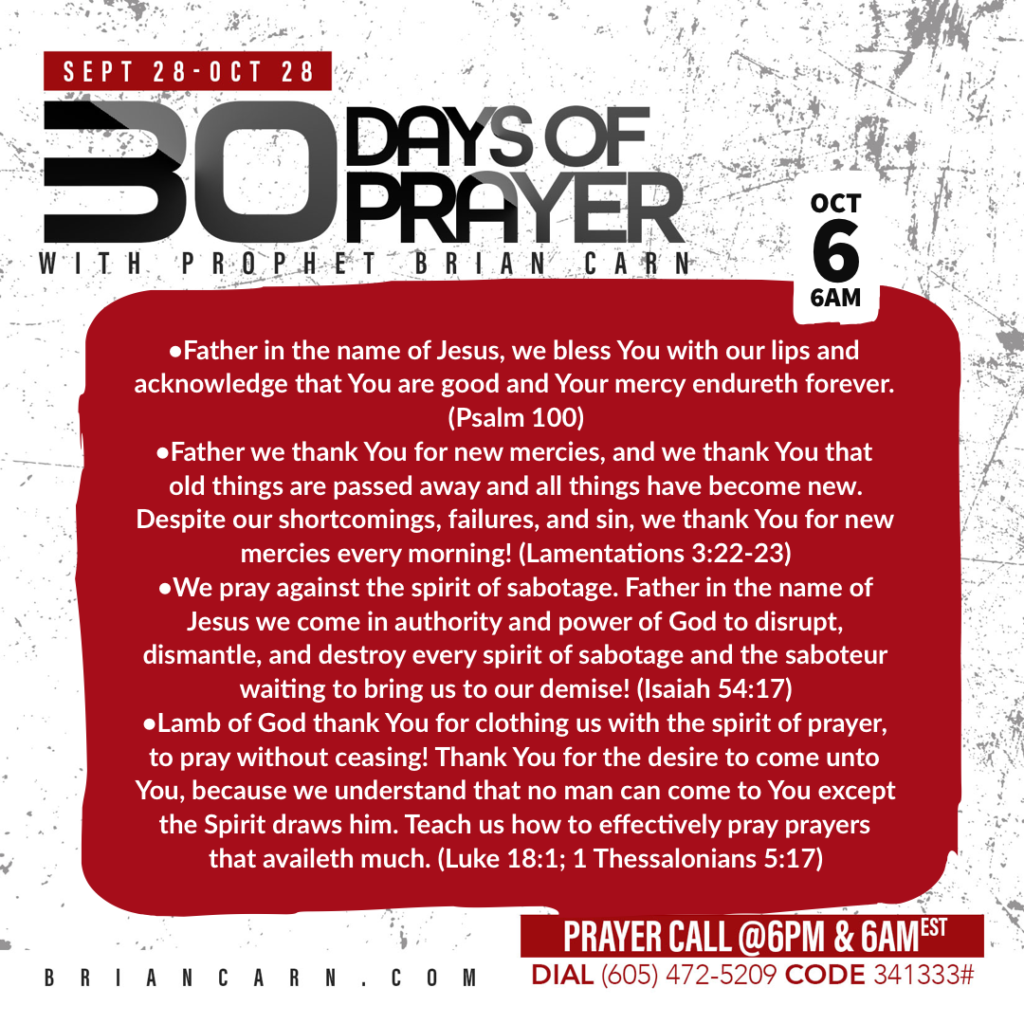 October 6 @6am | 30 Days of Prayer