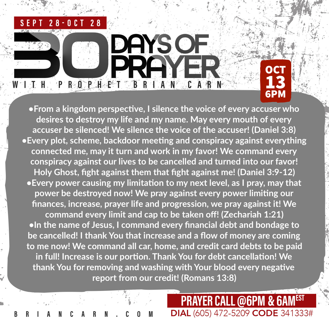 October 13 @6pm | 30 Days of Prayer