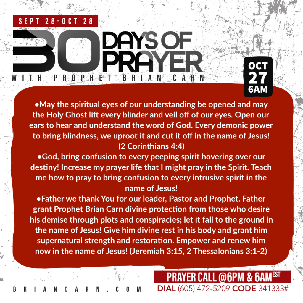 October 27 @6am | 30 Days of Prayer