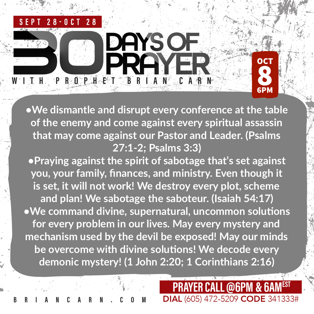 October 8 @6pm | 30 Days of Prayer