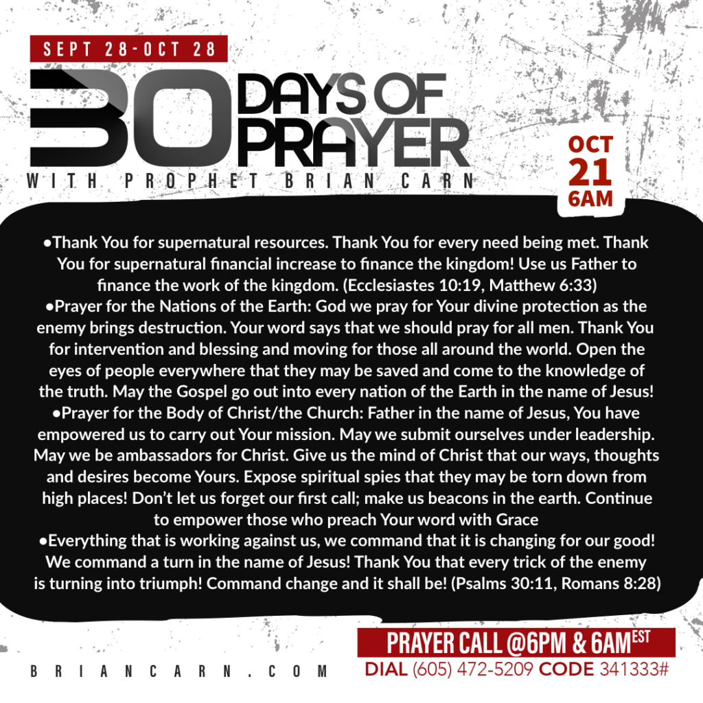 October 21 @6am | 30 Days of Prayer