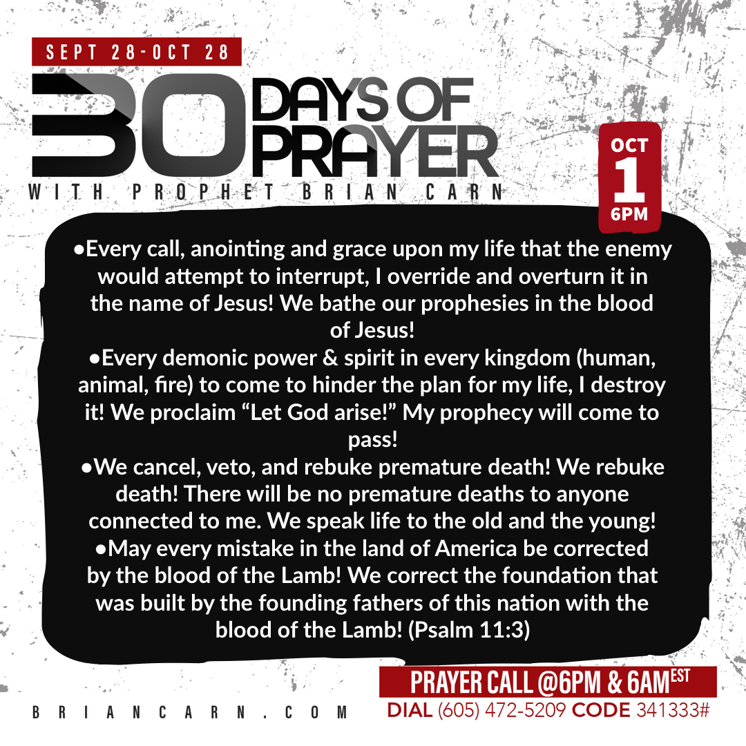 October 1 @6pm | 30 Days of Prayer