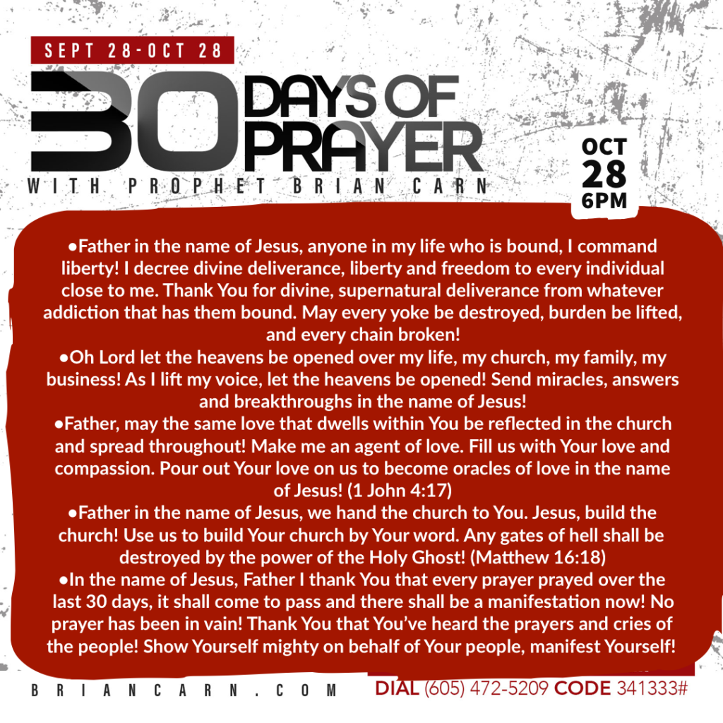 October 28 @6pm | 30 Days of Prayer