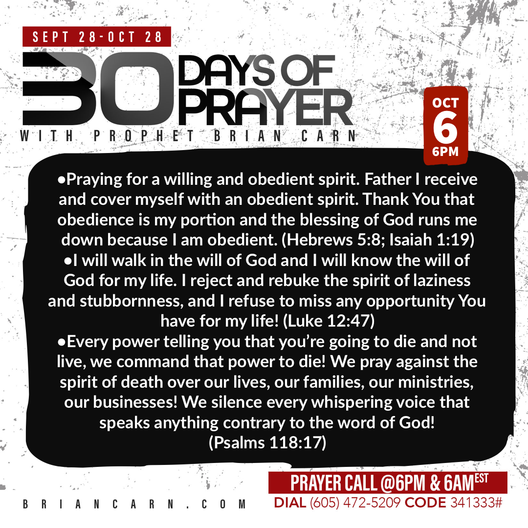 October 6 @6pm | 30 Days of Prayer