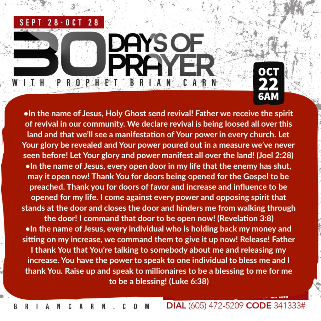 October 22 @6am | 30 Days of Prayer