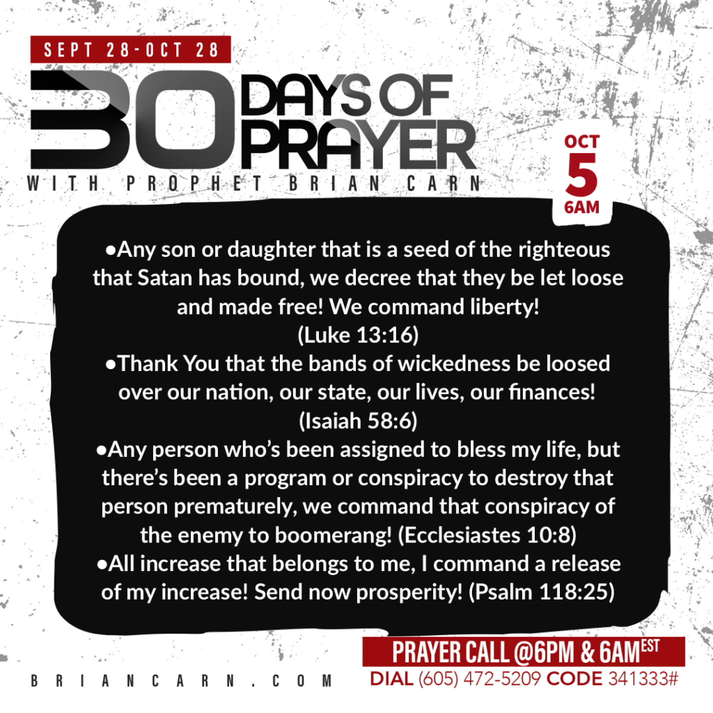 October 5 @6am | 30 Days of Prayer