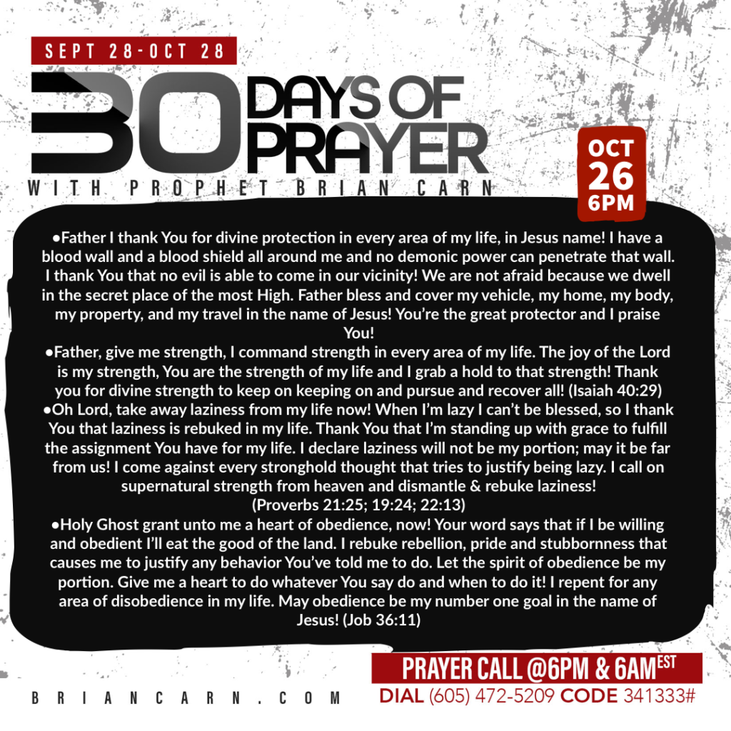 October 26 @6pm | 30 Days of Prayer