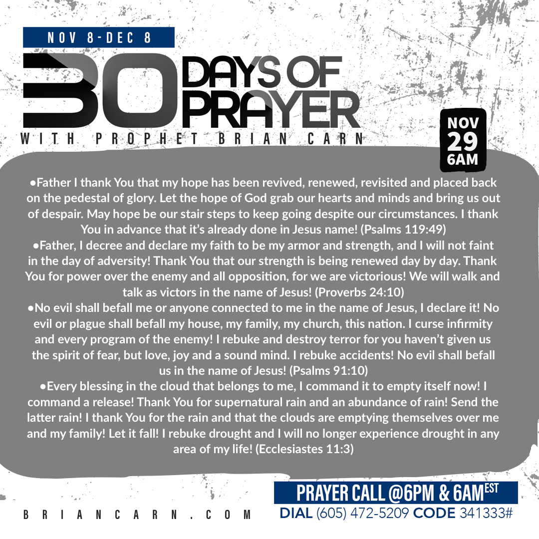 November 29 @6am | 30 Days of Prayer