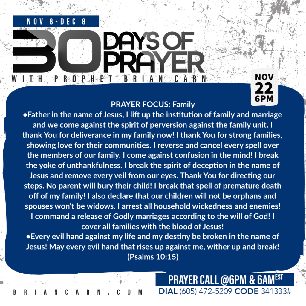 November 22 @6pm | 30 Days of Prayer