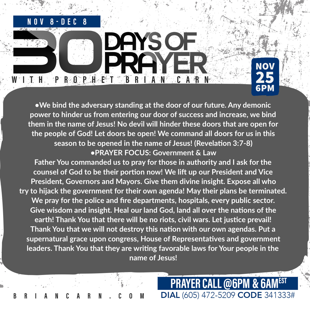 November 25 @6pm | 30 Days of Prayer