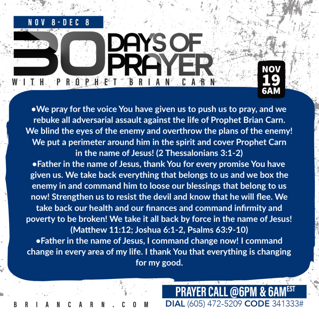 November 19 @6am | 30 Days of Prayer