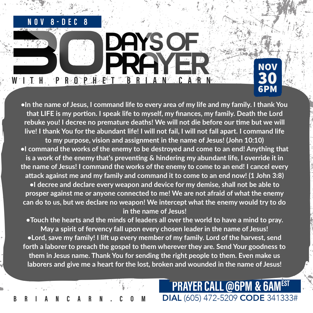 November 30 @6pm | 30 Days of Prayer