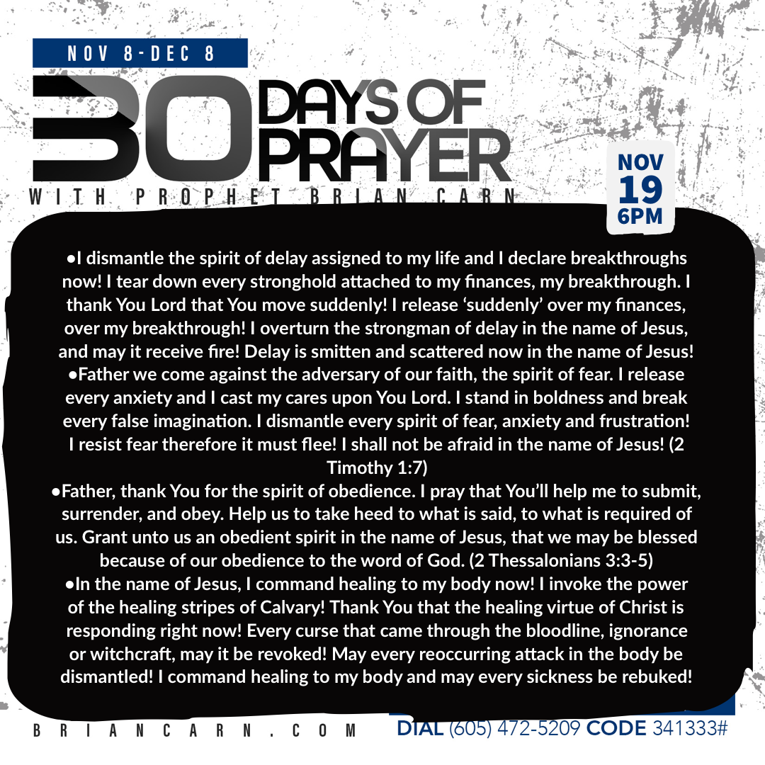 November 19 @6pm | 30 Days of Prayer