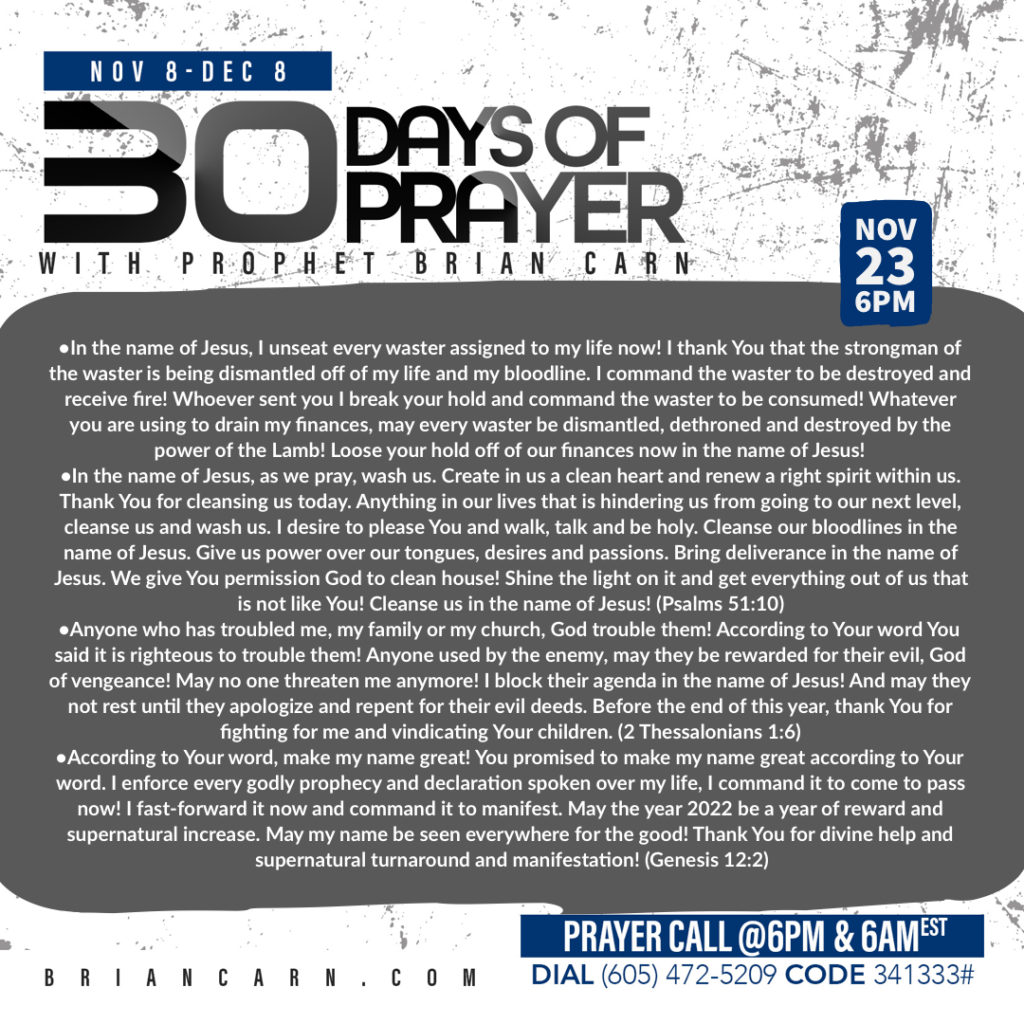November 23 @6pm | 30 Days of Prayer