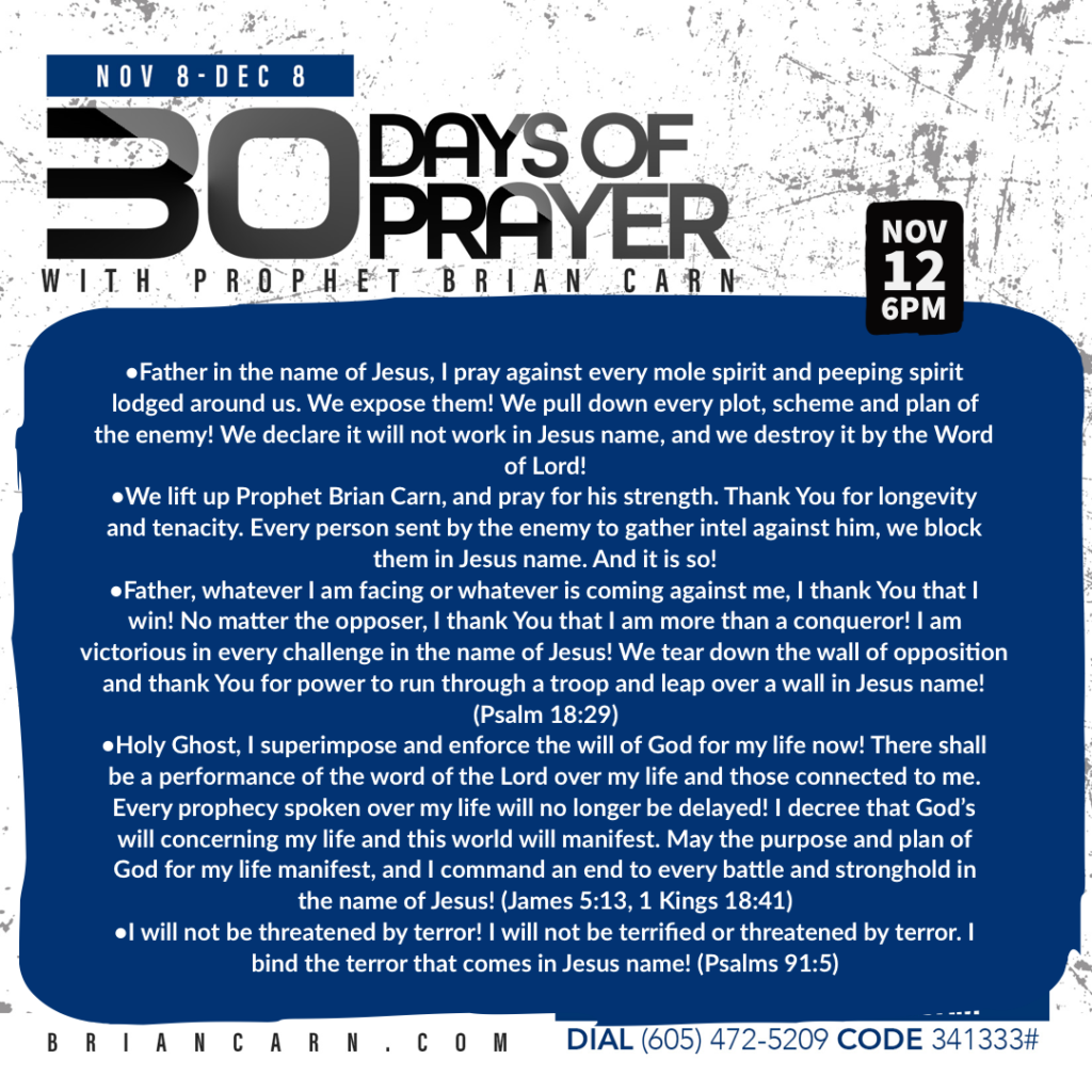 November 12 @6pm | 30 Days of Prayer