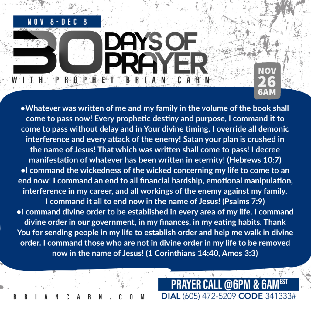 November 26 @6am | 30 Days of Prayer