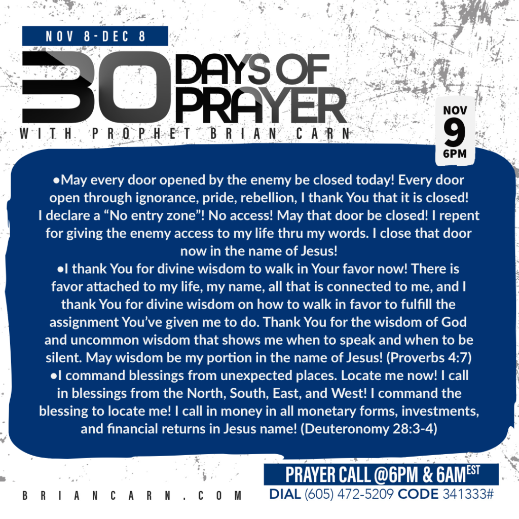November 9 @6pm | 30 Days of Prayer