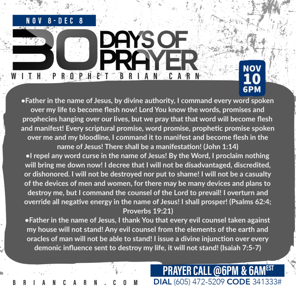 November 10 @6pm | 30 Days of Prayer