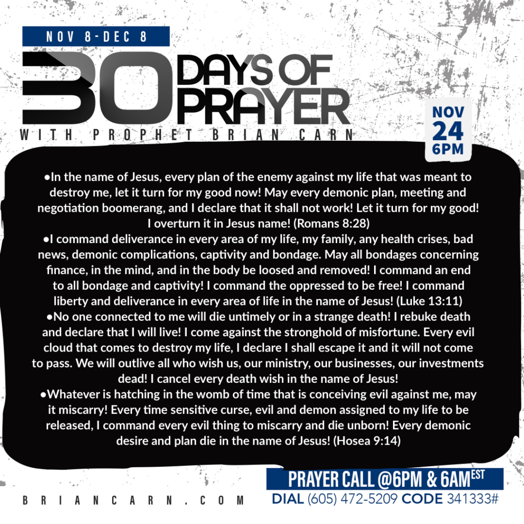 November 24 @6pm | 30 Days of Prayer