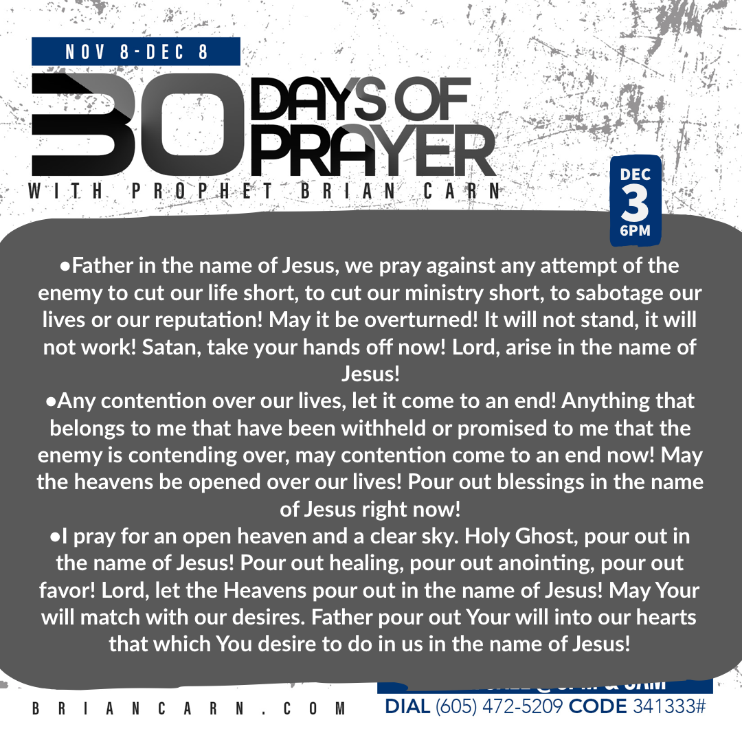 December 3 @6pm | 30 Days of Prayer