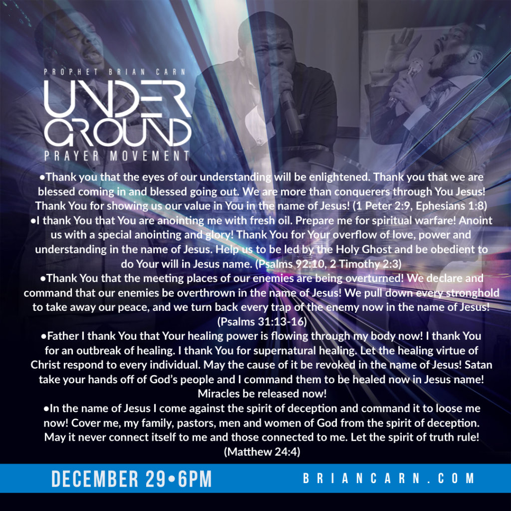 December 29 @6pm | Underground Prayer Movement