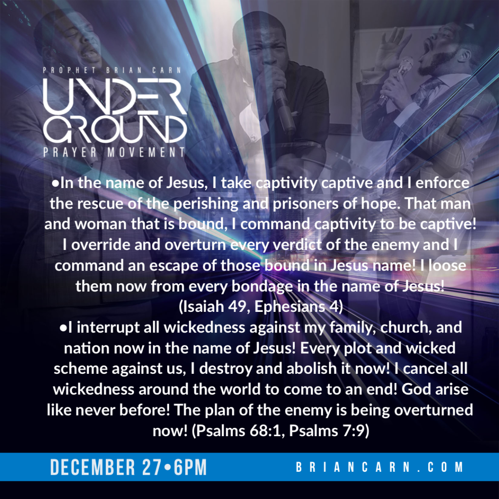 December 27 @6pm | Underground Prayer Movement