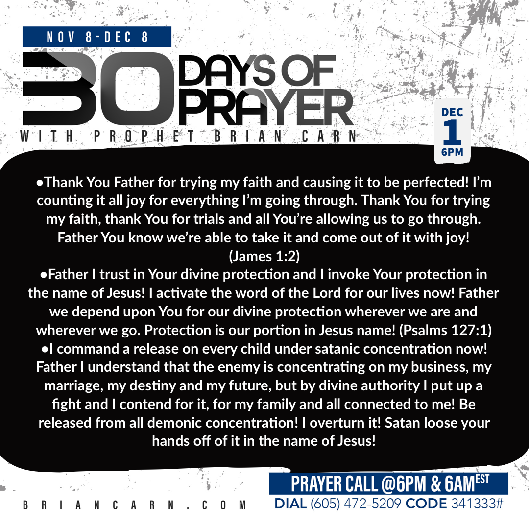 December 1 @6pm | 30 Days of Prayer