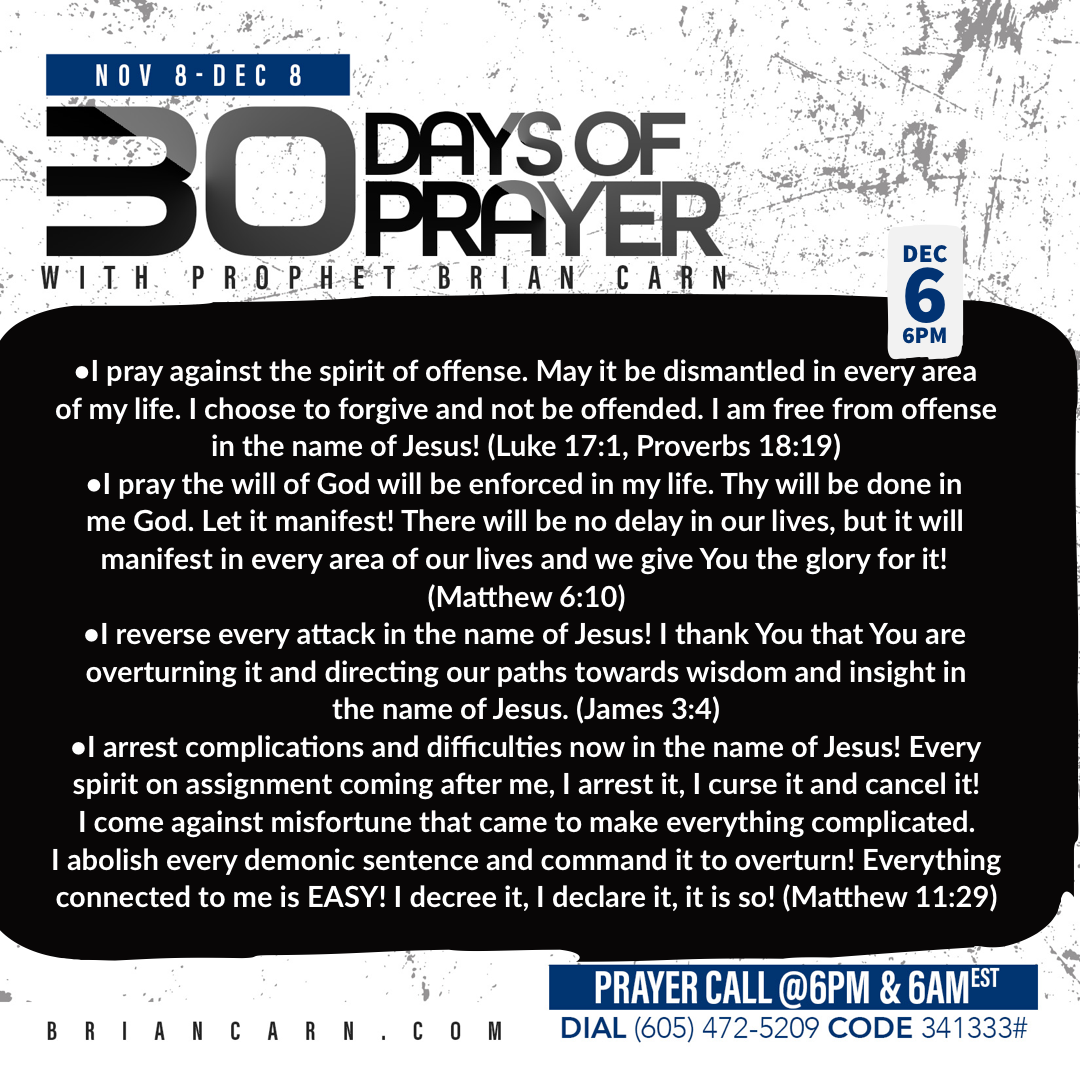 December 6 @6pm | 30 Days of Prayer