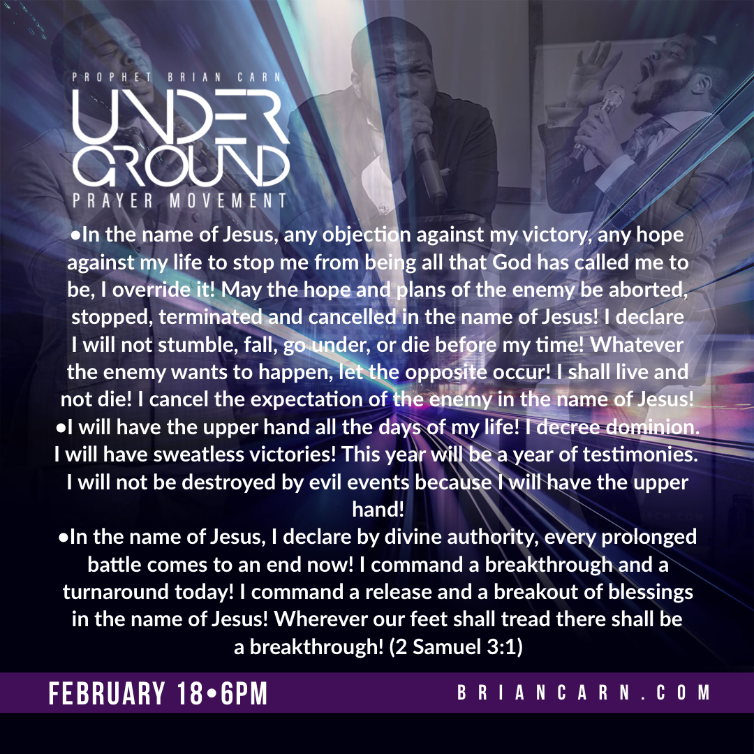 February 18 @6pm | Underground Prayer Movement